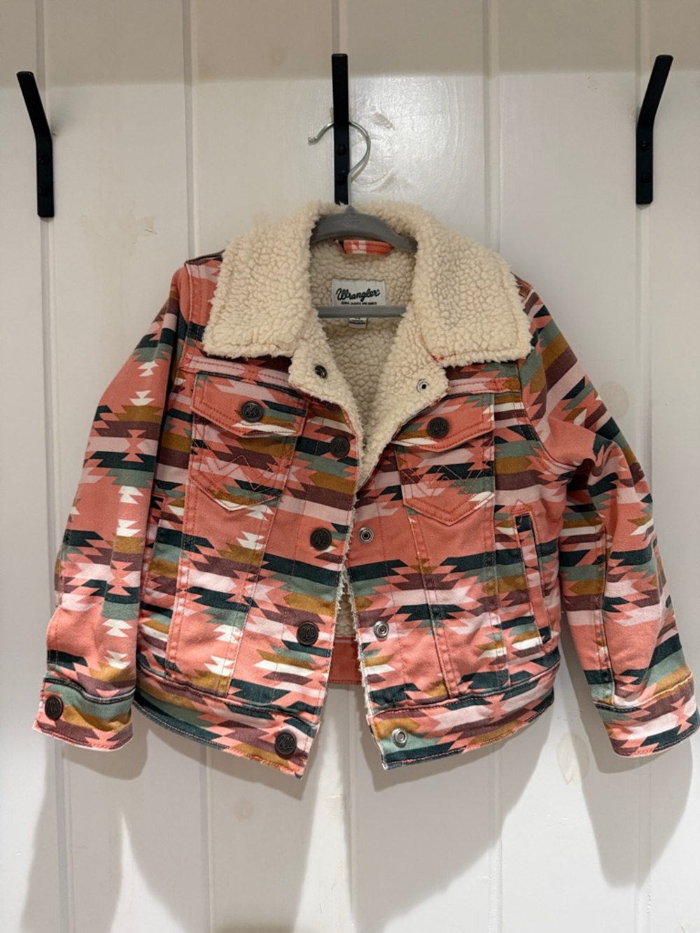 Youth Girls Wrangler Aztec Print Sherpa Jacket